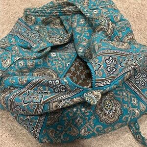 Vera Bradley large duffel Teal Paisley Patterned Fabric